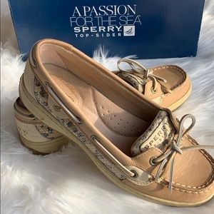 Sperry Angel Fish Linen/Leopard Sequence